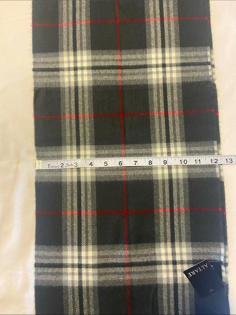 Classic Black & Gray Plaid Men's Scarf with Subtle Red Windowpane